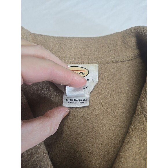 Vintage Talbots Women's M Button Up Jacket Tan Alpaca Wool Blend Zip Pockets - Picture 4 of 9